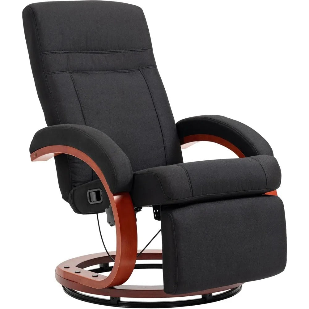 Adjustable Swivel with Footrest Padded Arms and Wood Base Chair
